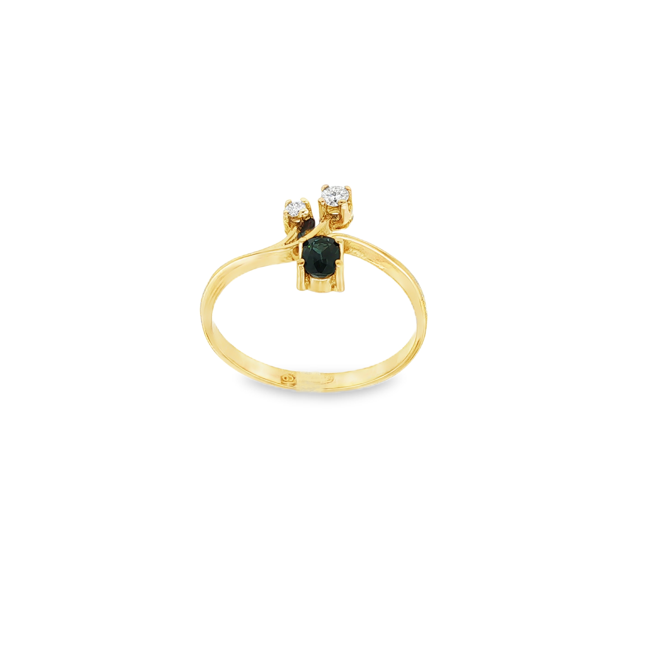 ANILLO TU Y YO CON ZAFIRO Y DIAMANTES