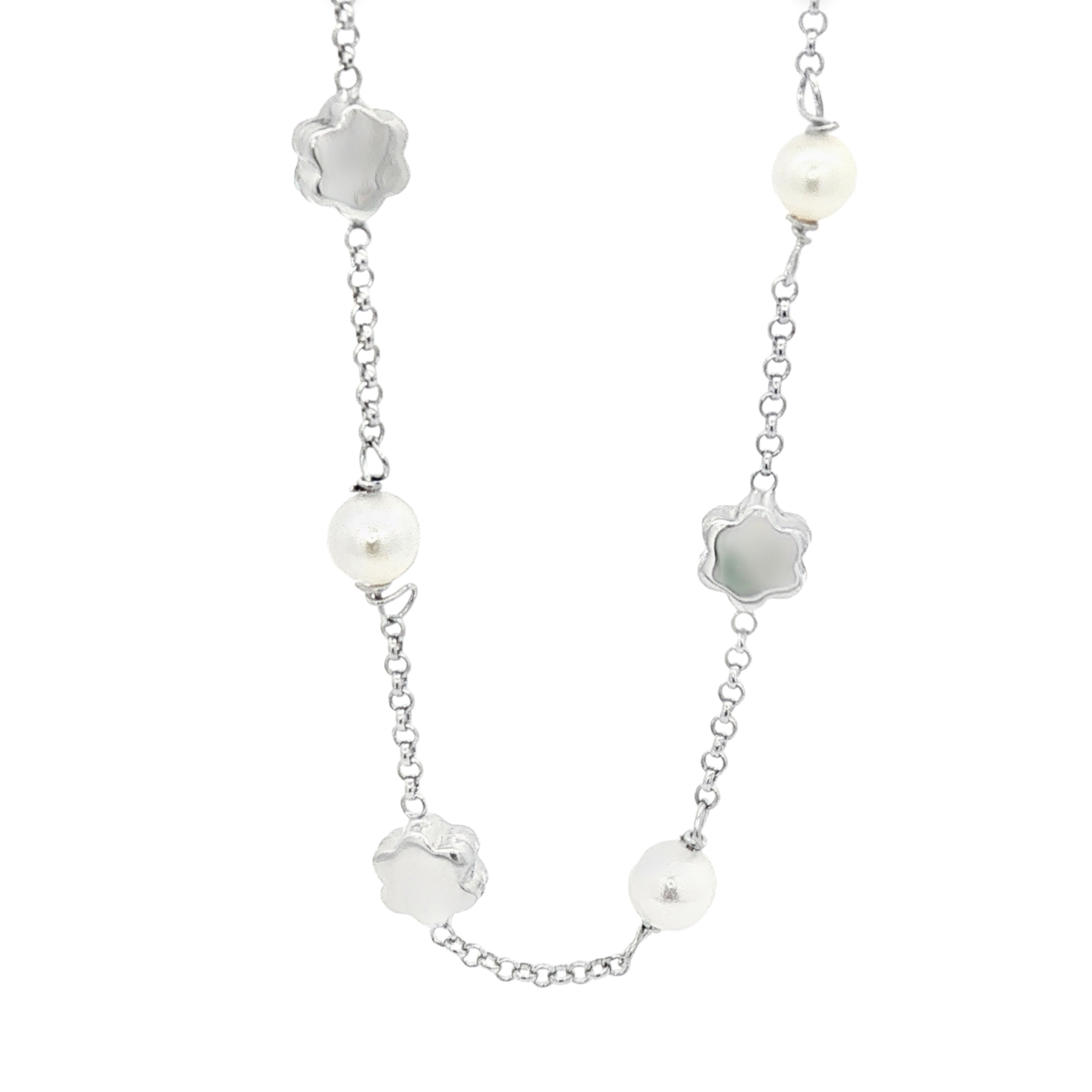 PULSERA ORO BLANCO CON PERLAS