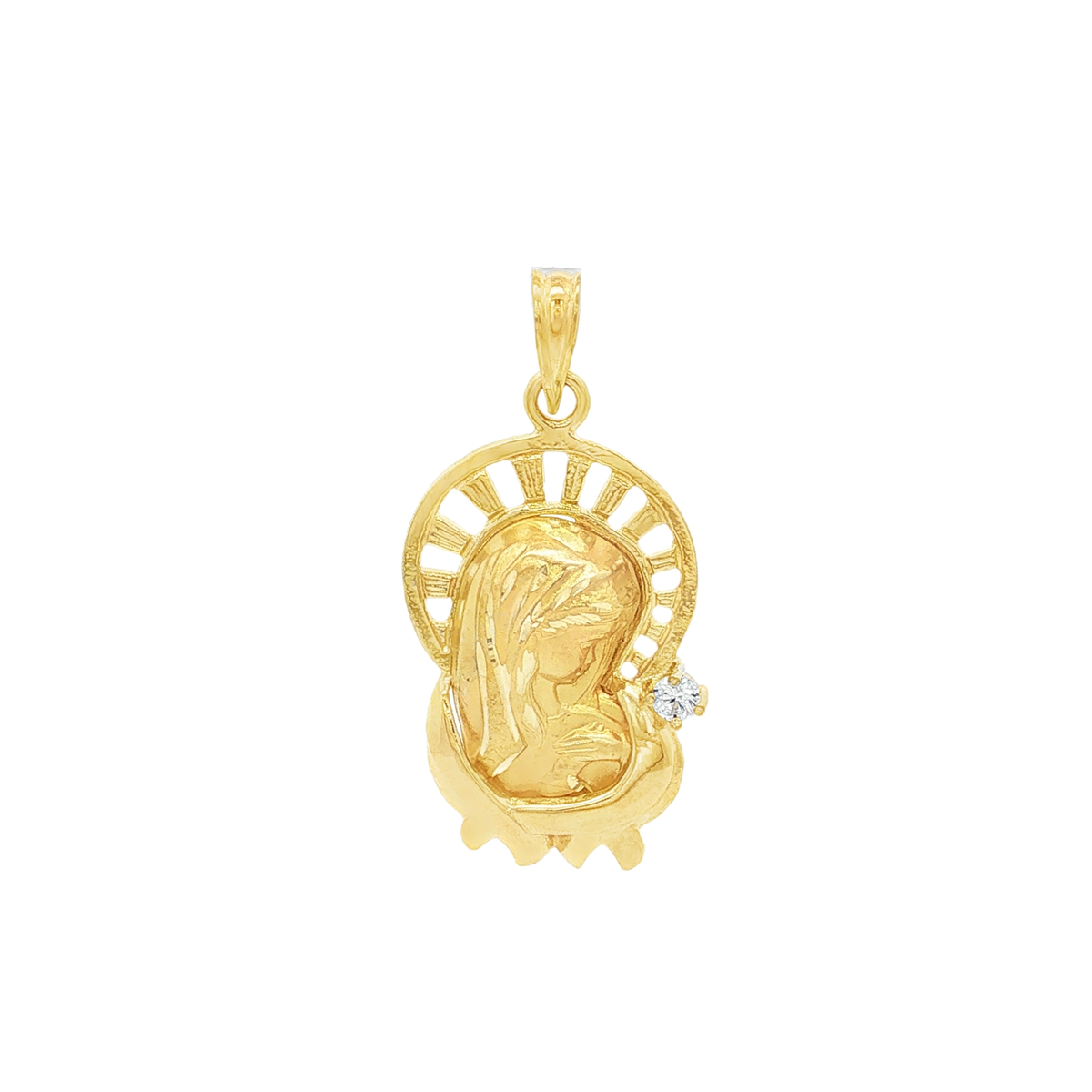 COLGANTE MEDALLA DE VIRGEN CON CIRCONITA