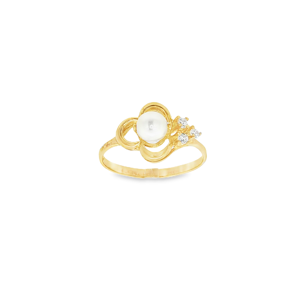 ANILLO TREBOL PERLA CON CIRCONITAS