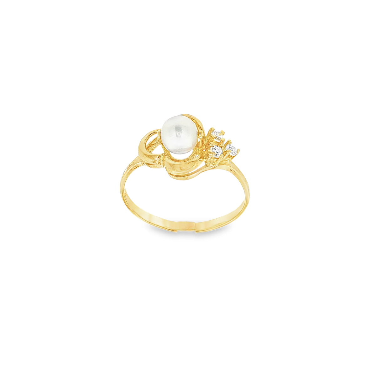 ANILLO TREBOL PERLA CON CIRCONITAS