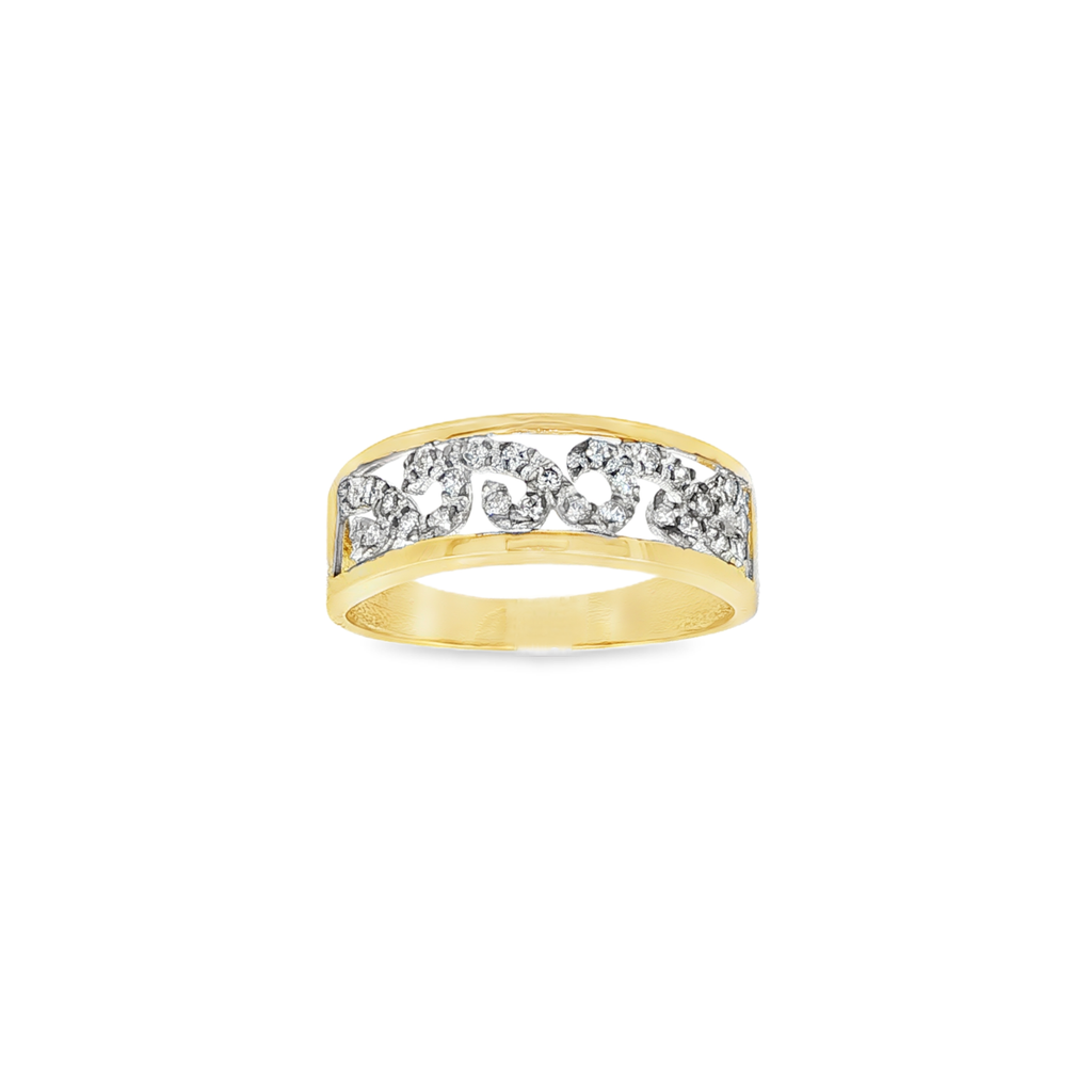 ANILLO OLAS BICOLOR CON CIRCONITAS