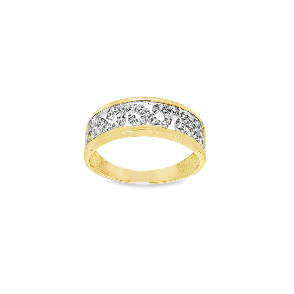 ANILLO OLAS BICOLOR CON CIRCONITAS