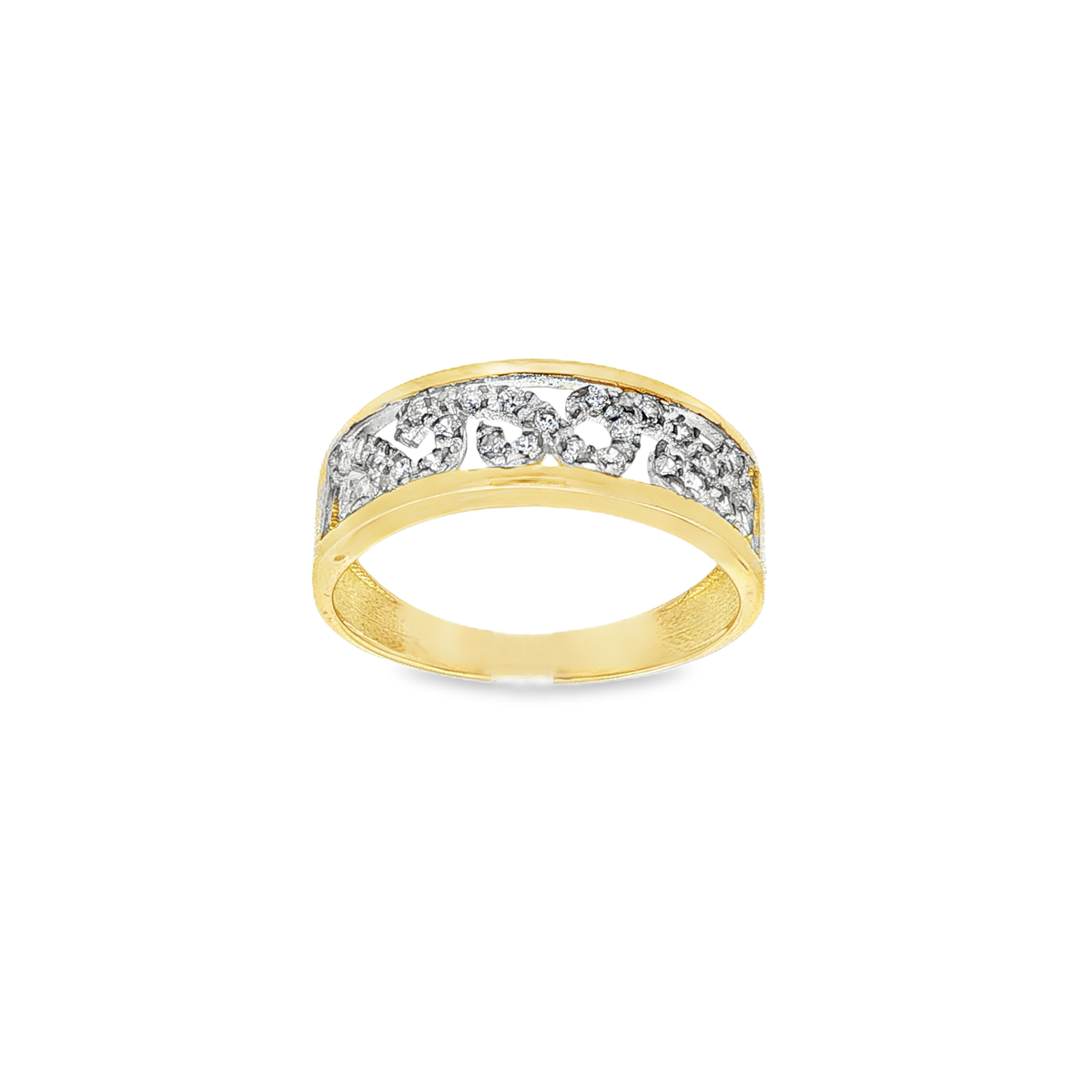 ANILLO OLAS BICOLOR CON CIRCONITAS
