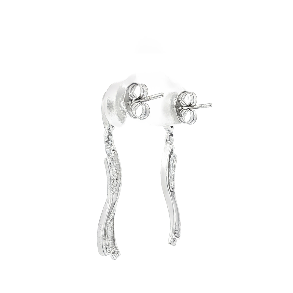 PENDIENTES LARGOS DE ORO BLANCO CON CIRCONITAS