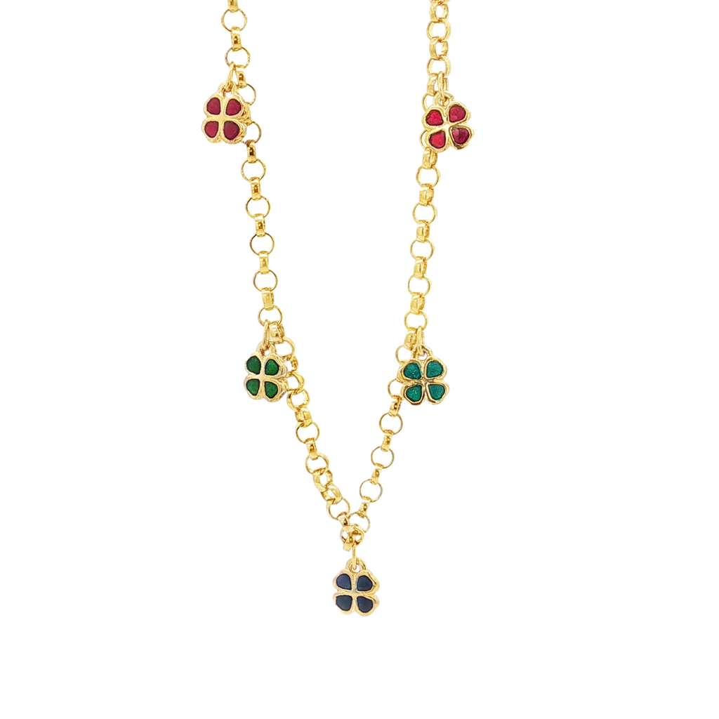 PULSERA TREBOLES DE COLORES CON ESMALTE