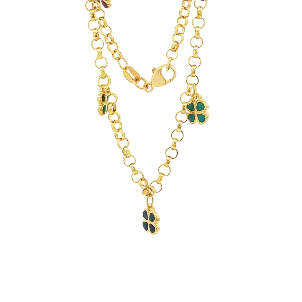 PULSERA TREBOLES DE COLORES CON ESMALTE