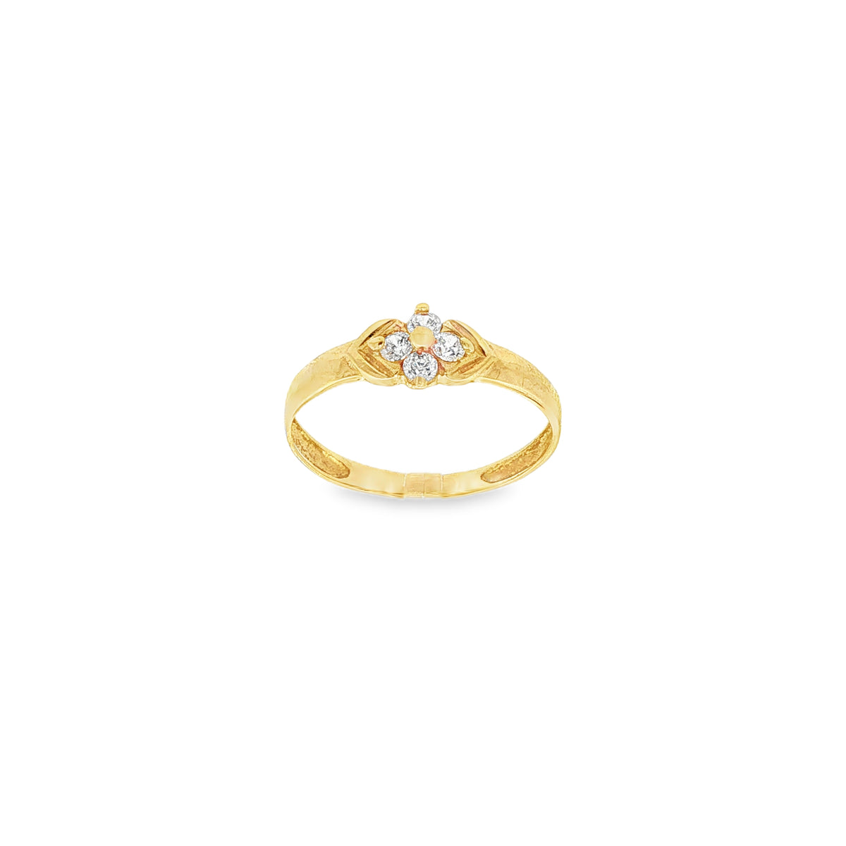CONJUNTO NIÑA ANILLO + PENDIENTES FLOR CON CIRCONITAS