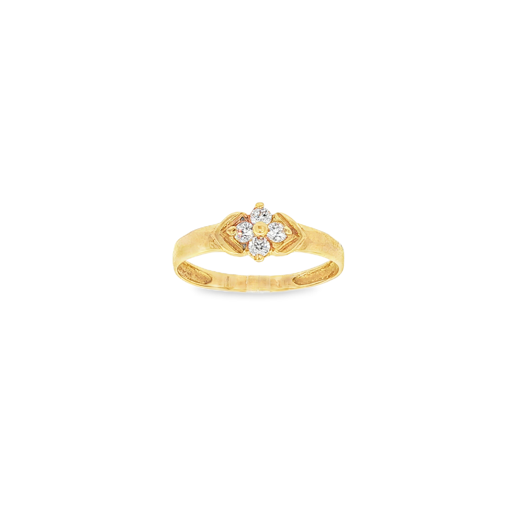 CONJUNTO NIÑA ANILLO + PENDIENTES FLOR CON CIRCONITAS