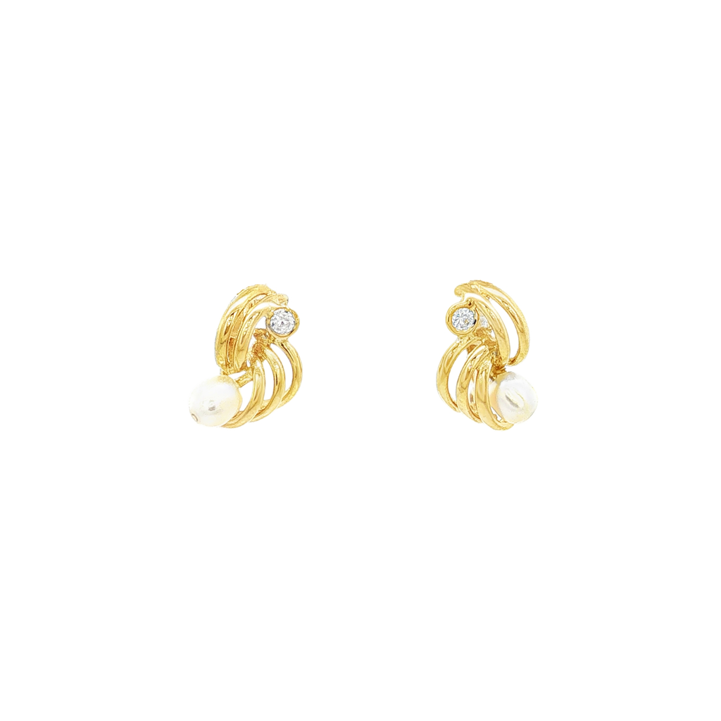 CONJUNTO ANILLO + PENDIENTES CON CIRCONITAS Y PERLAS