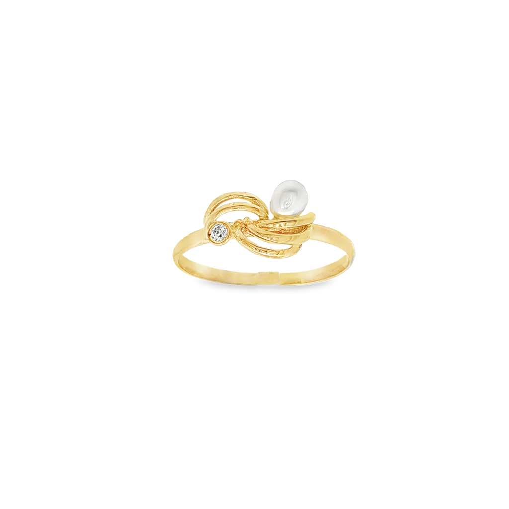 CONJUNTO ANILLO + PENDIENTES CON CIRCONITAS Y PERLAS
