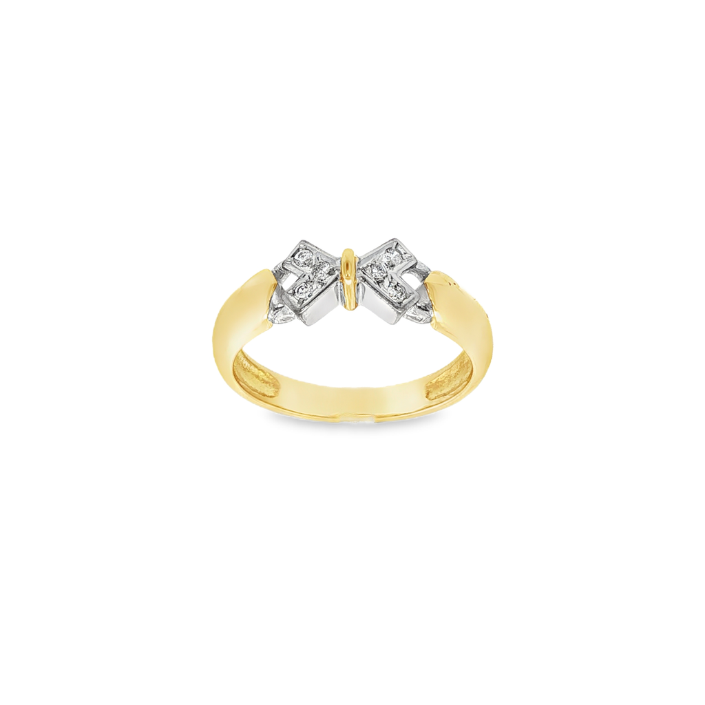 ANILLO X BICOLOR CON BRILLANTES