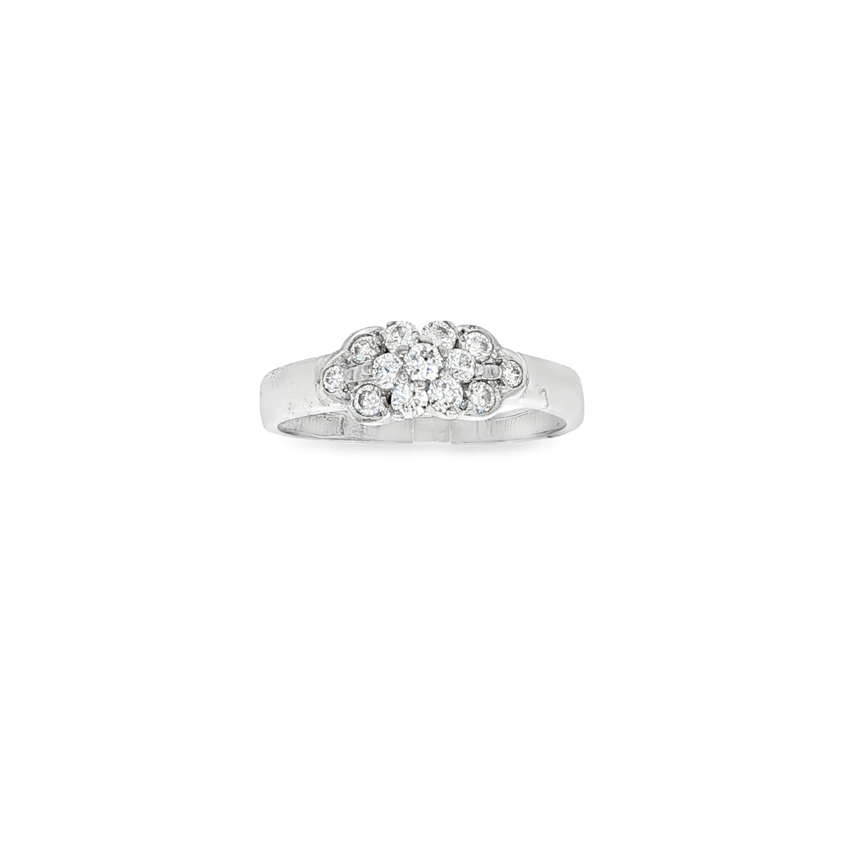 ANILLO FLOR ORO BLANCO CON CIRCONITAS