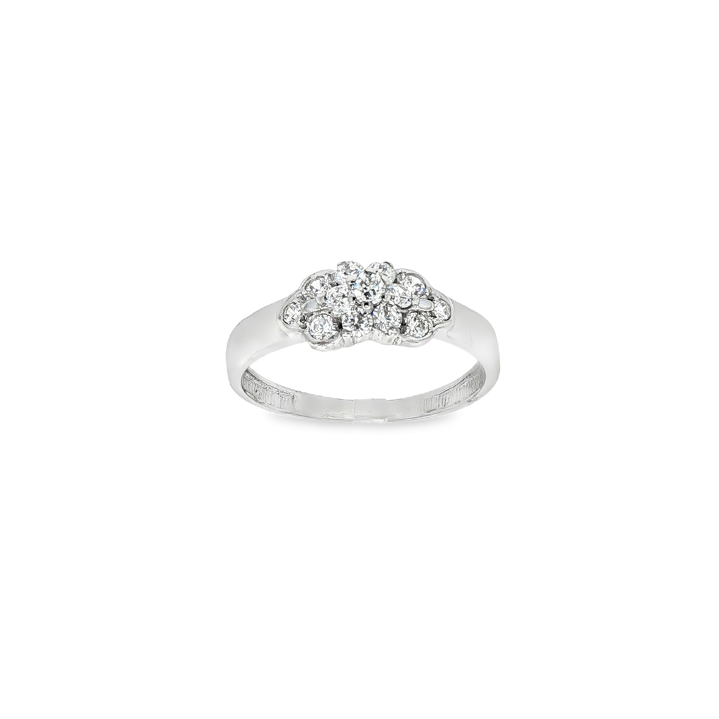 ANILLO FLOR ORO BLANCO CON CIRCONITAS