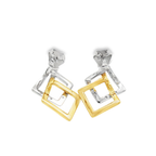 PENDIENTES ROMBO DOBLE BICOLOR CON DIAMANTES