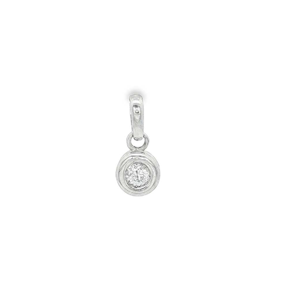 DIJE REDONDO ORO BLANCO CON DIAMANTE