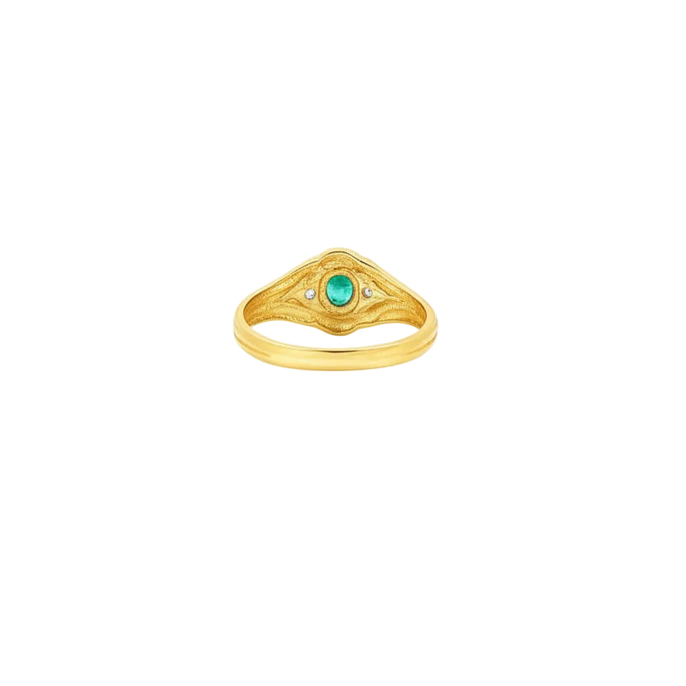 ANILLO SELLO ESMERALDA Y BRILLANTES