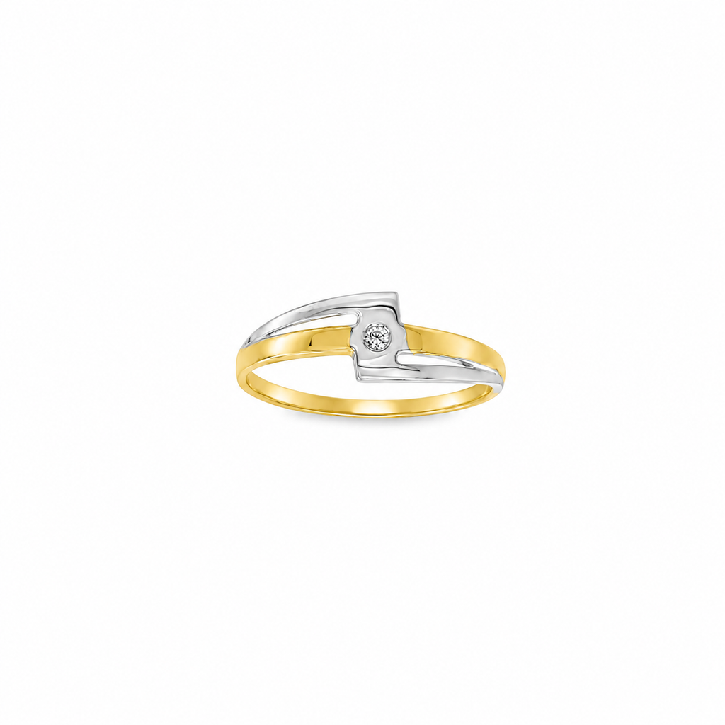 CONJUNTO DE ANILLO + PENDENTES BICOLOR CON CIRCONITA