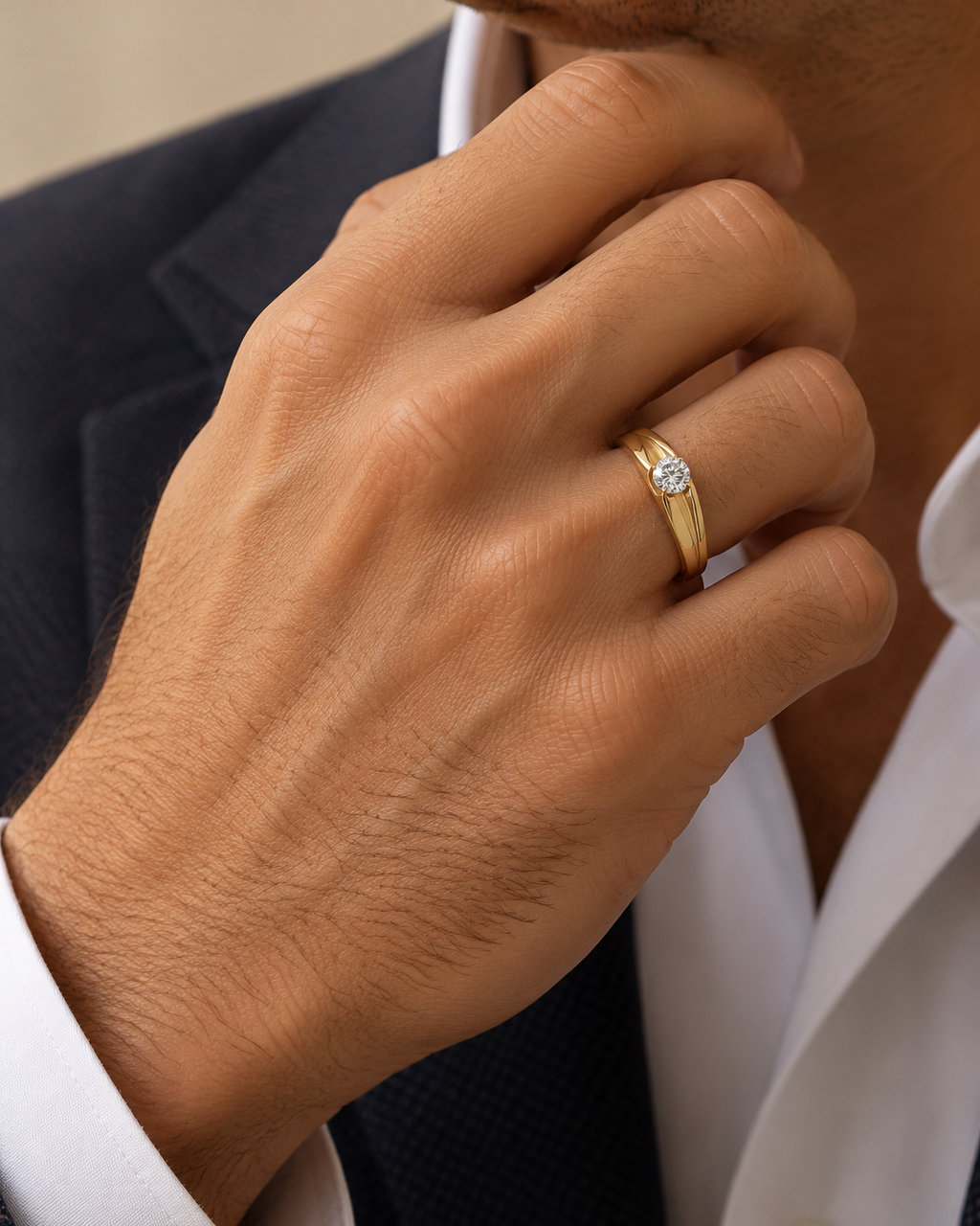 ANILLO SOLITARIO HOMBRE CON CIRCONITA