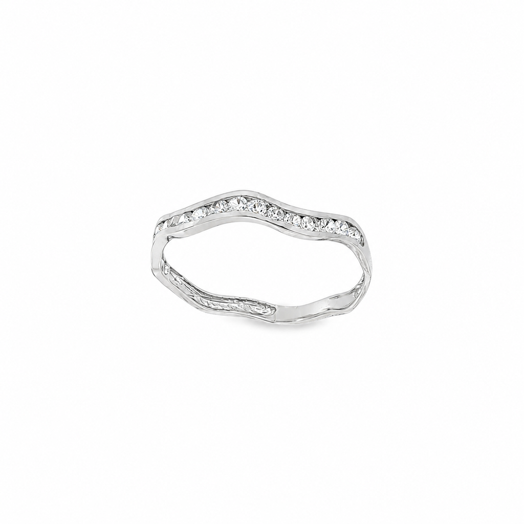 ANILLO ONDAS ORO BLANCO CON CIRCONITAS