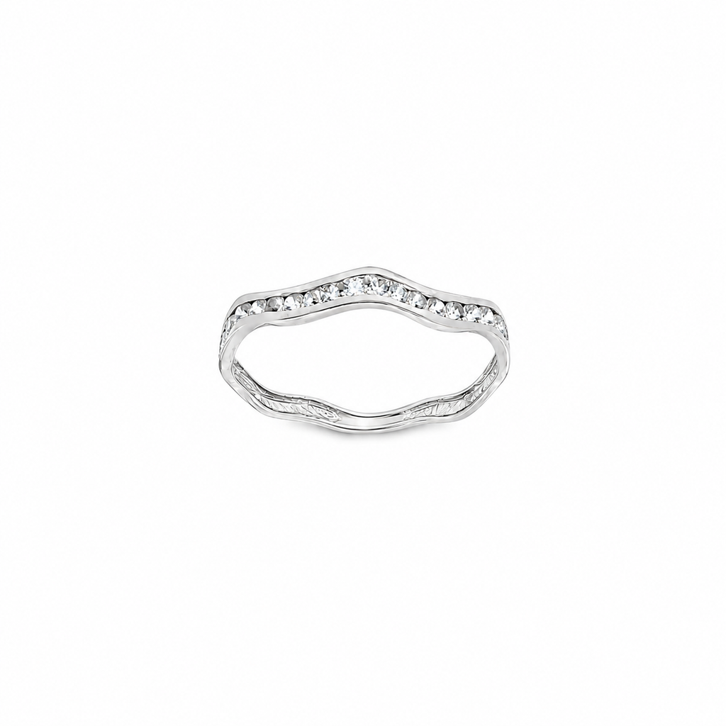 ANILLO ONDAS ORO BLANCO CON CIRCONITAS