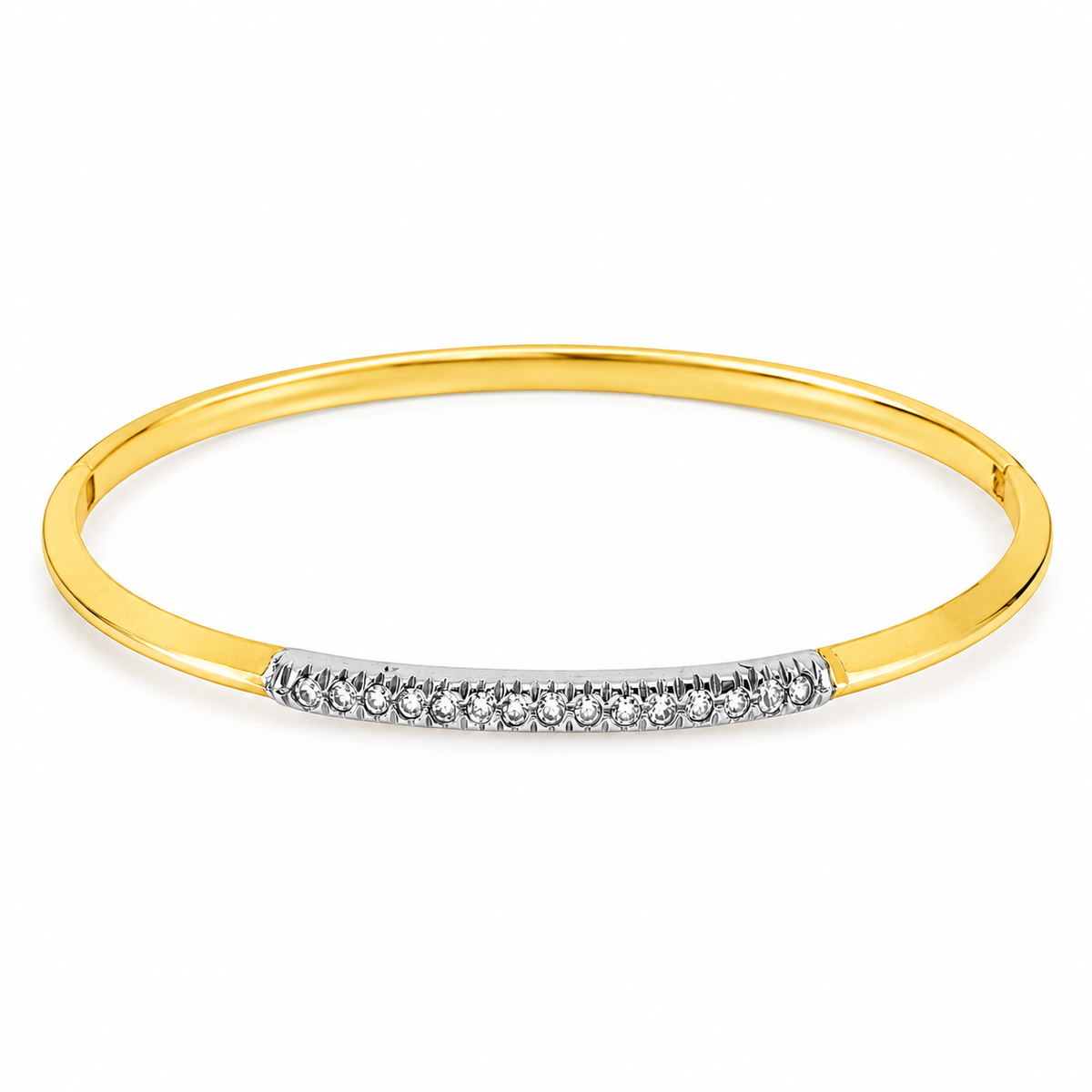 PULSERA RIGIDA BICOLOR CON CIRCONITAS