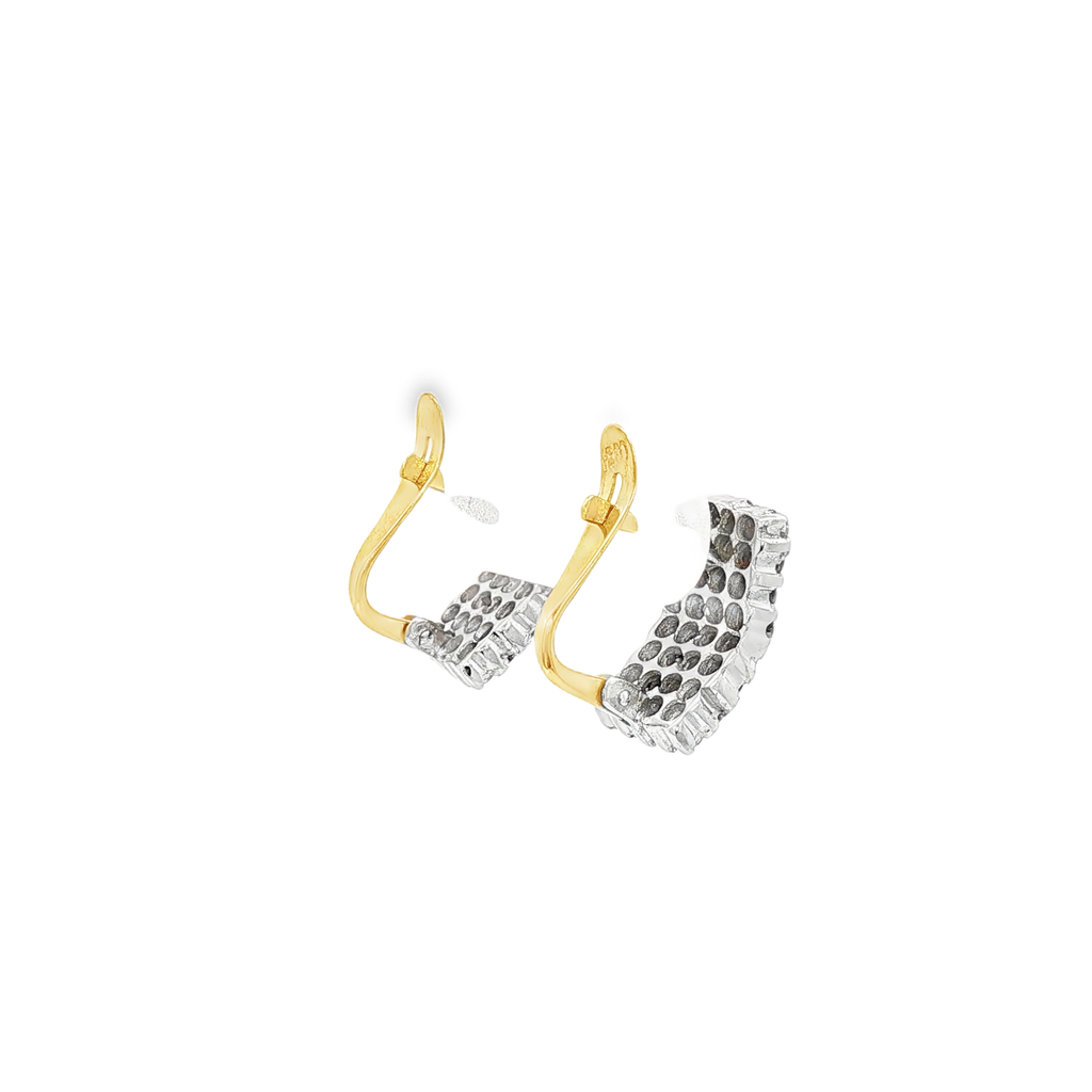 PENDIENTES CUADRADOS BICOLOR CON CIRCONITAS