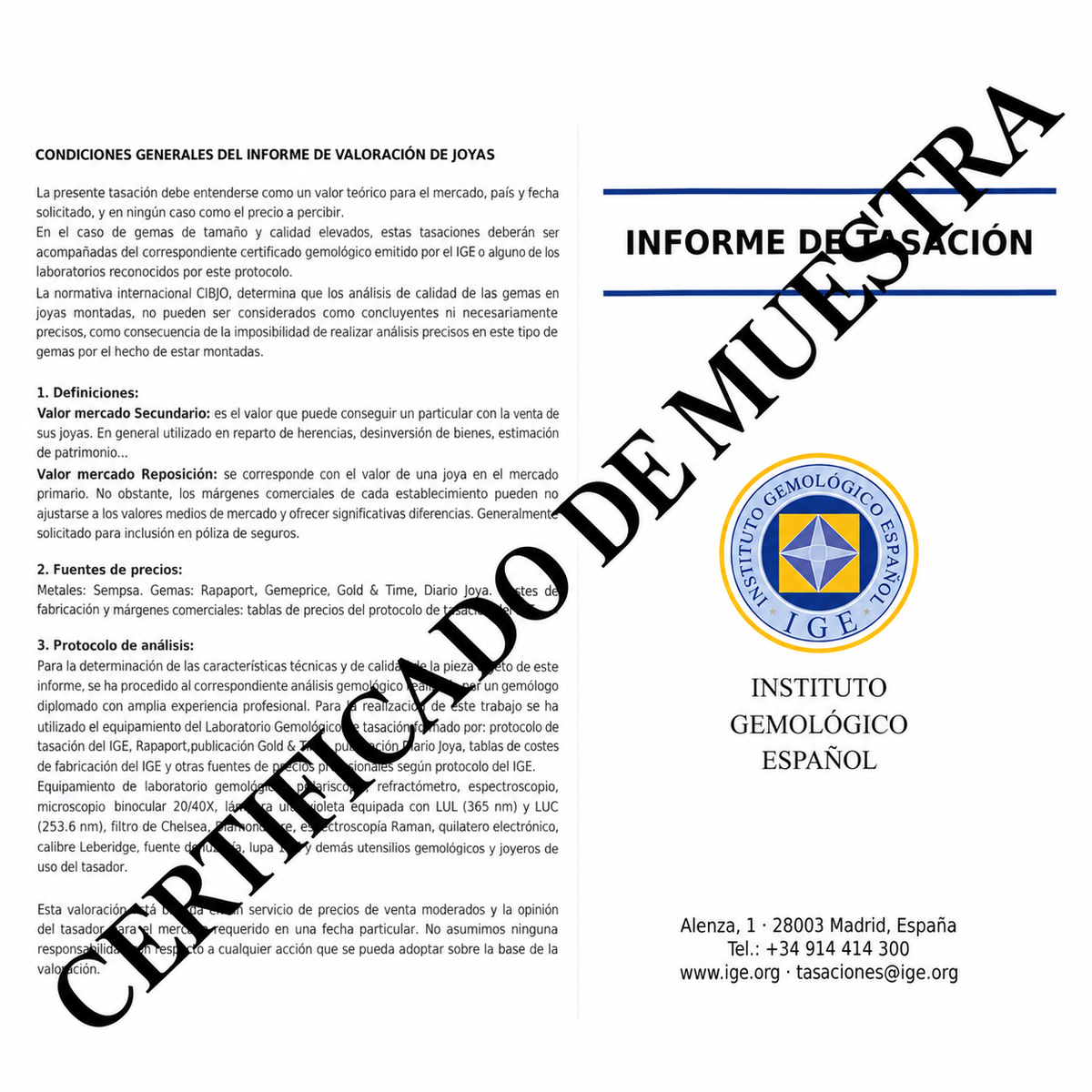 CERTIFICADO GEMOLÓGICO IGE