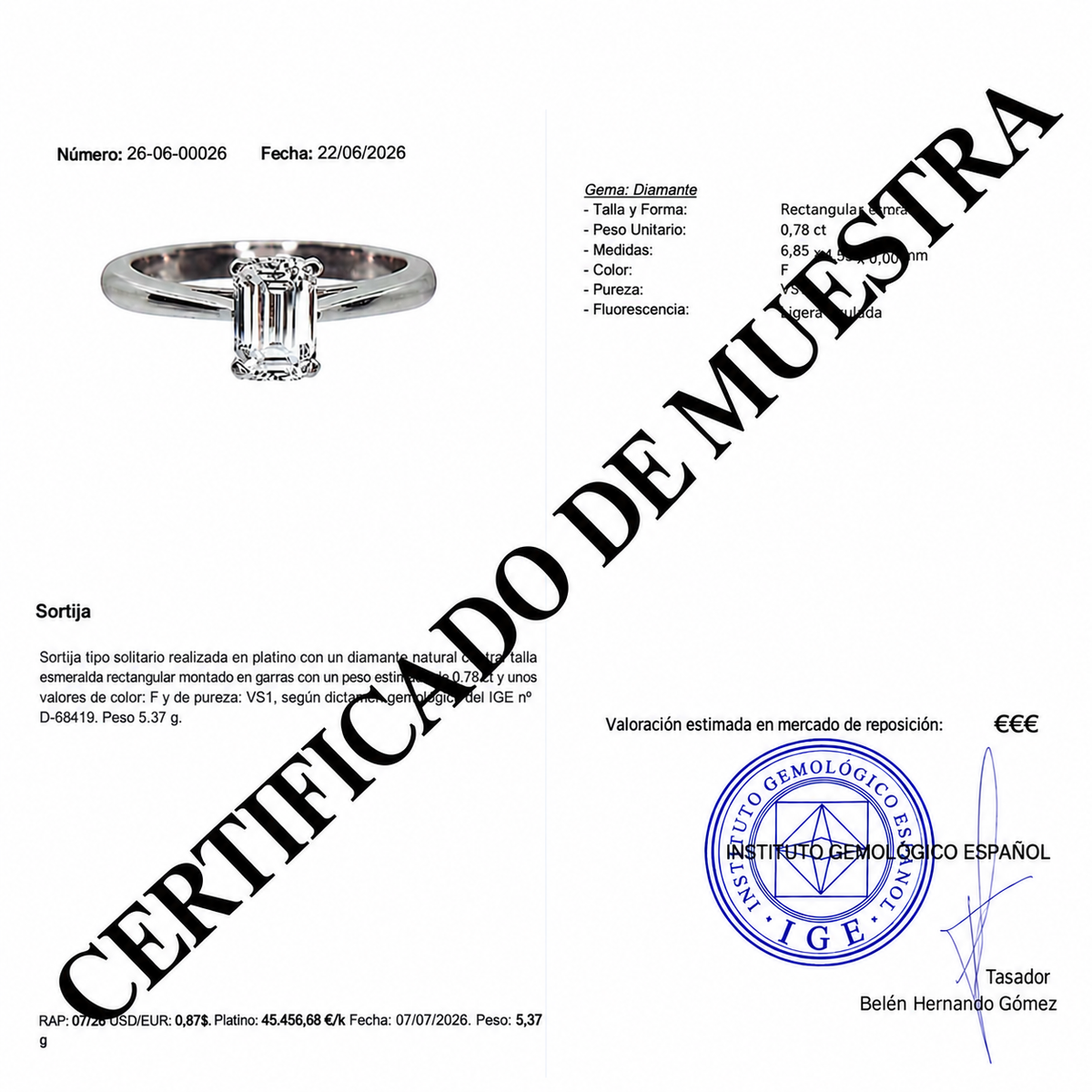 CERTIFICADO GEMOLÓGICO IGE