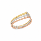 ANILLO TRIO PICO TRICOLOR CON CIRCONITAS