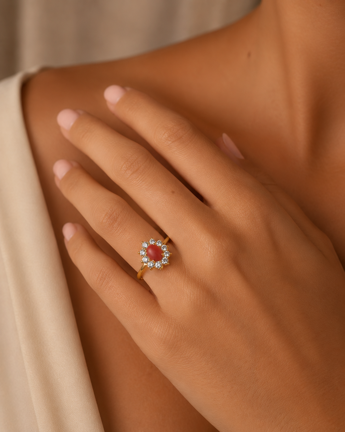 ANILLO FLOR DE CORAL CON CIRCONITAS