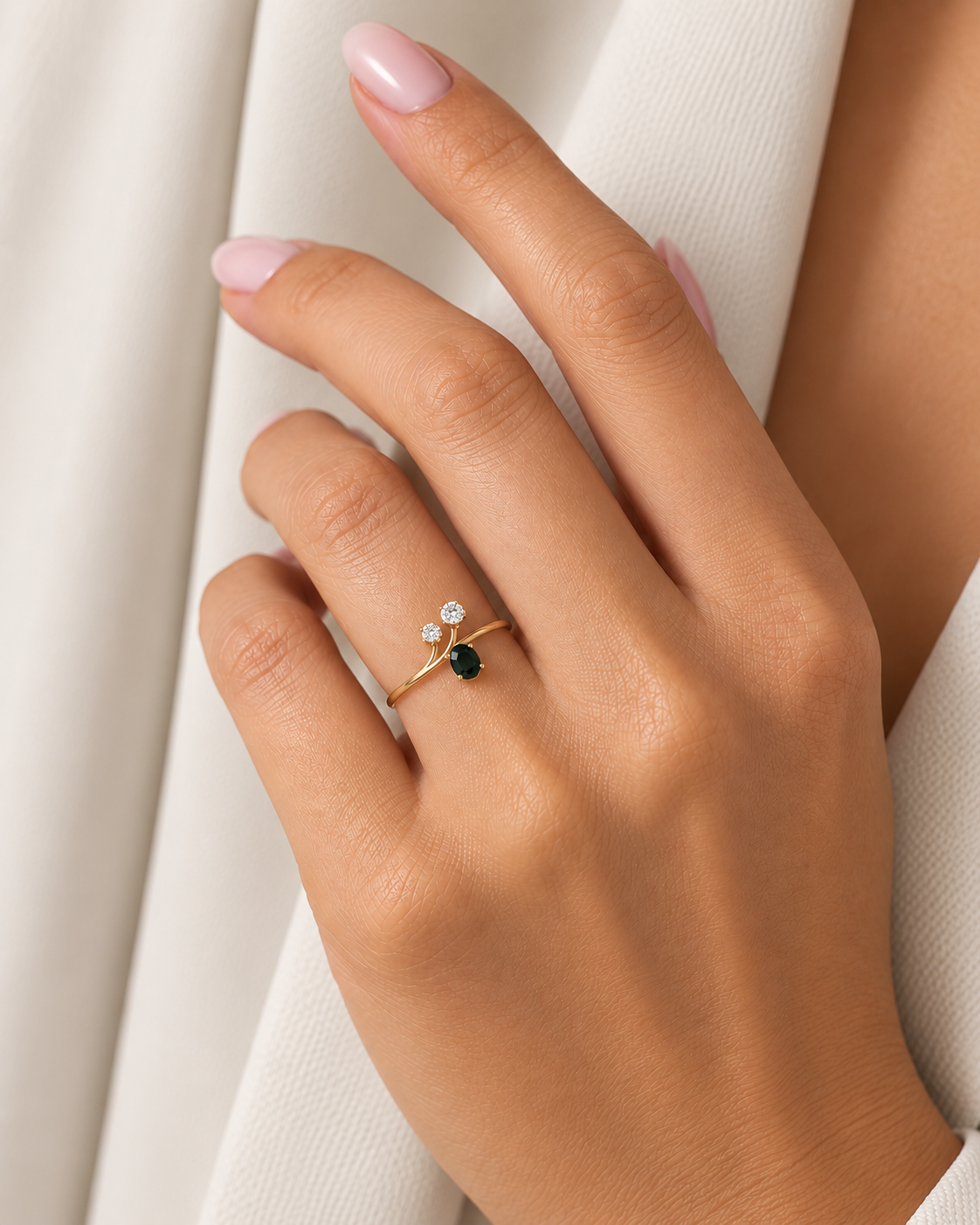 ANILLO TU Y YO CON ZAFIRO Y DIAMANTES