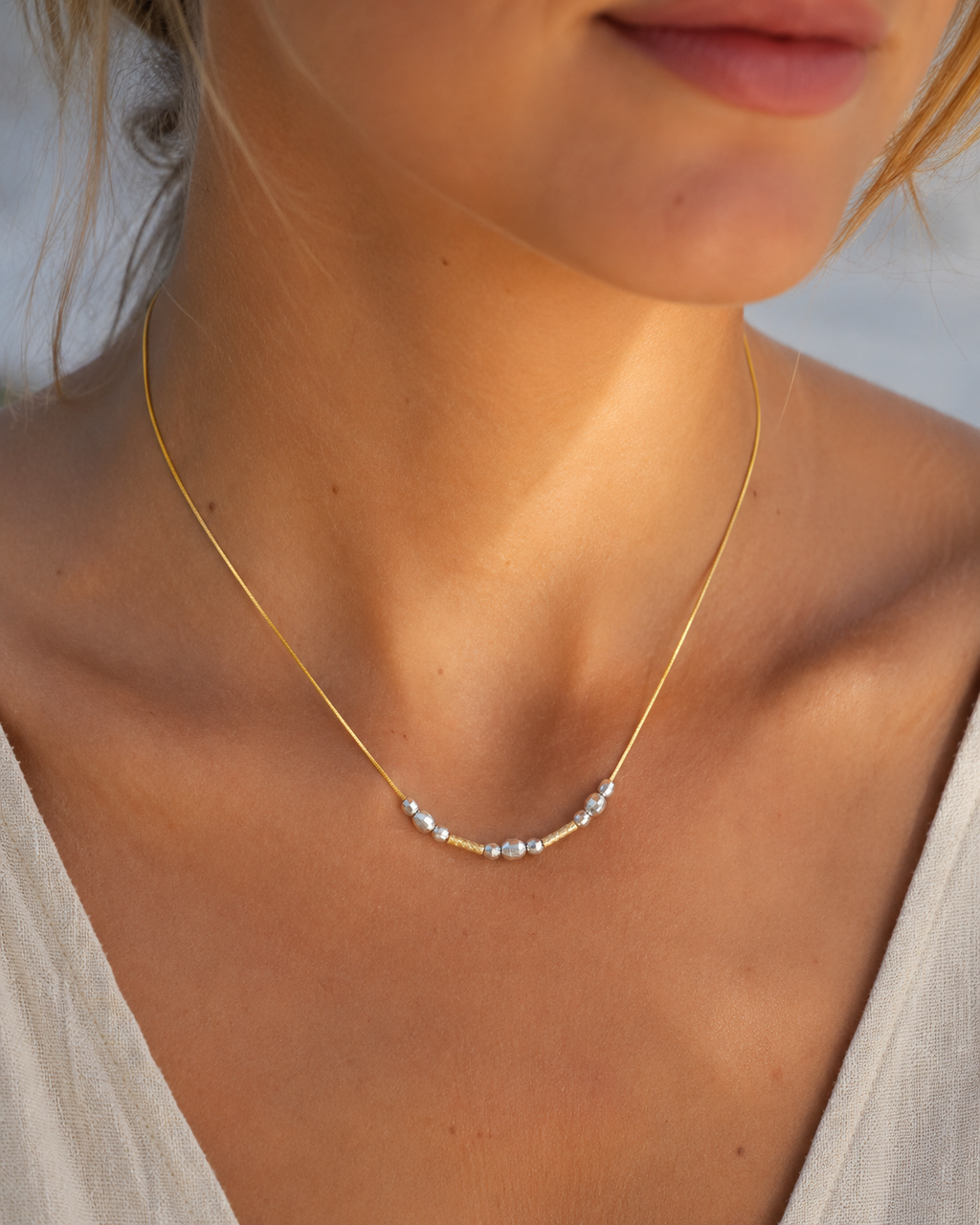 COLLAR COLA DE RATON CON BOLAS BICOLOR