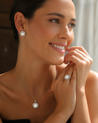 CONJUNTO ORO BLANCO CON PERLA Y BRILLANTES