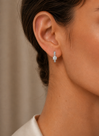 PENDIENTES FLOR ORO BLANCO CON DIAMANTES - AROS