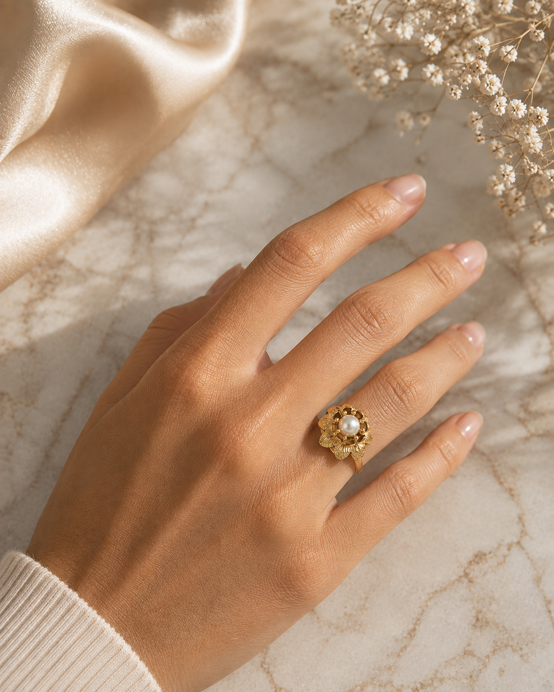 ANILLO FLOR CON PERLA