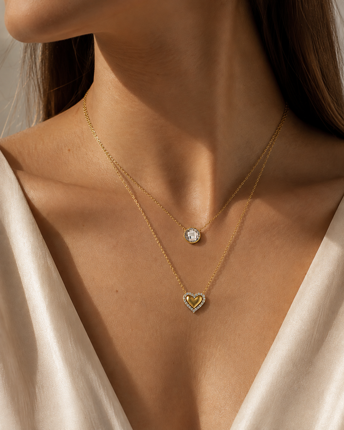 COLLAR CORAZON Y PUNTO DE LUZ CIRCONITAS
