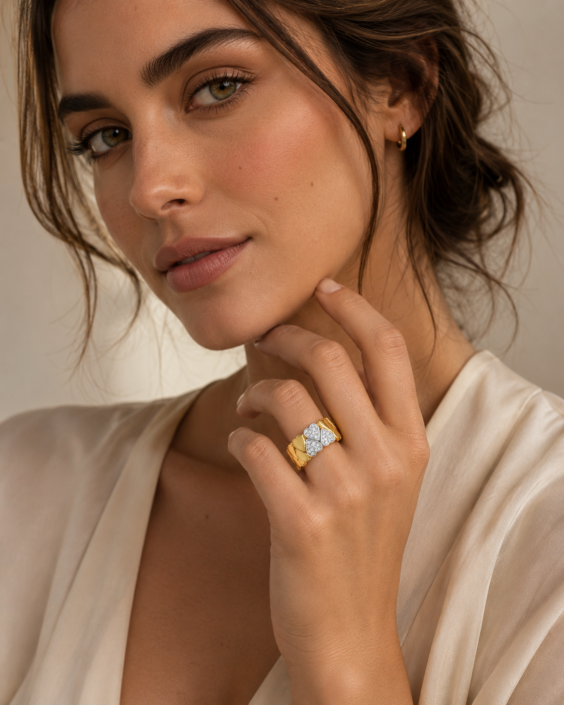ANILLO CORAZONES CON DIAMANTES