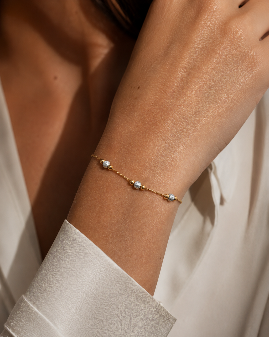 PULSERA BOLAS BICOLOR