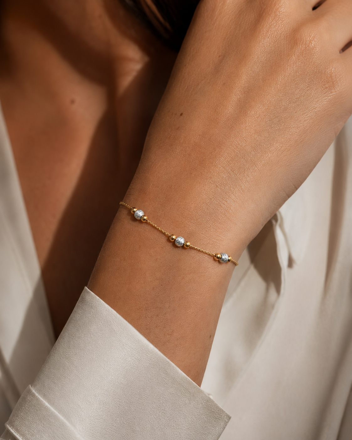 PULSERA BOLAS BICOLOR