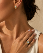 CONJUNTO ANILLO + PENDIENTES PIEDRA AZUL