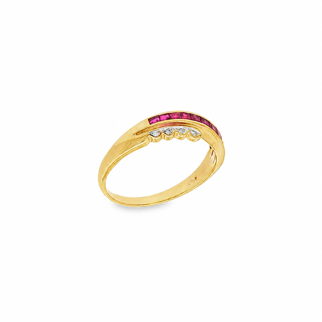 ANILLO CON DIAMANTES Y RUBIES