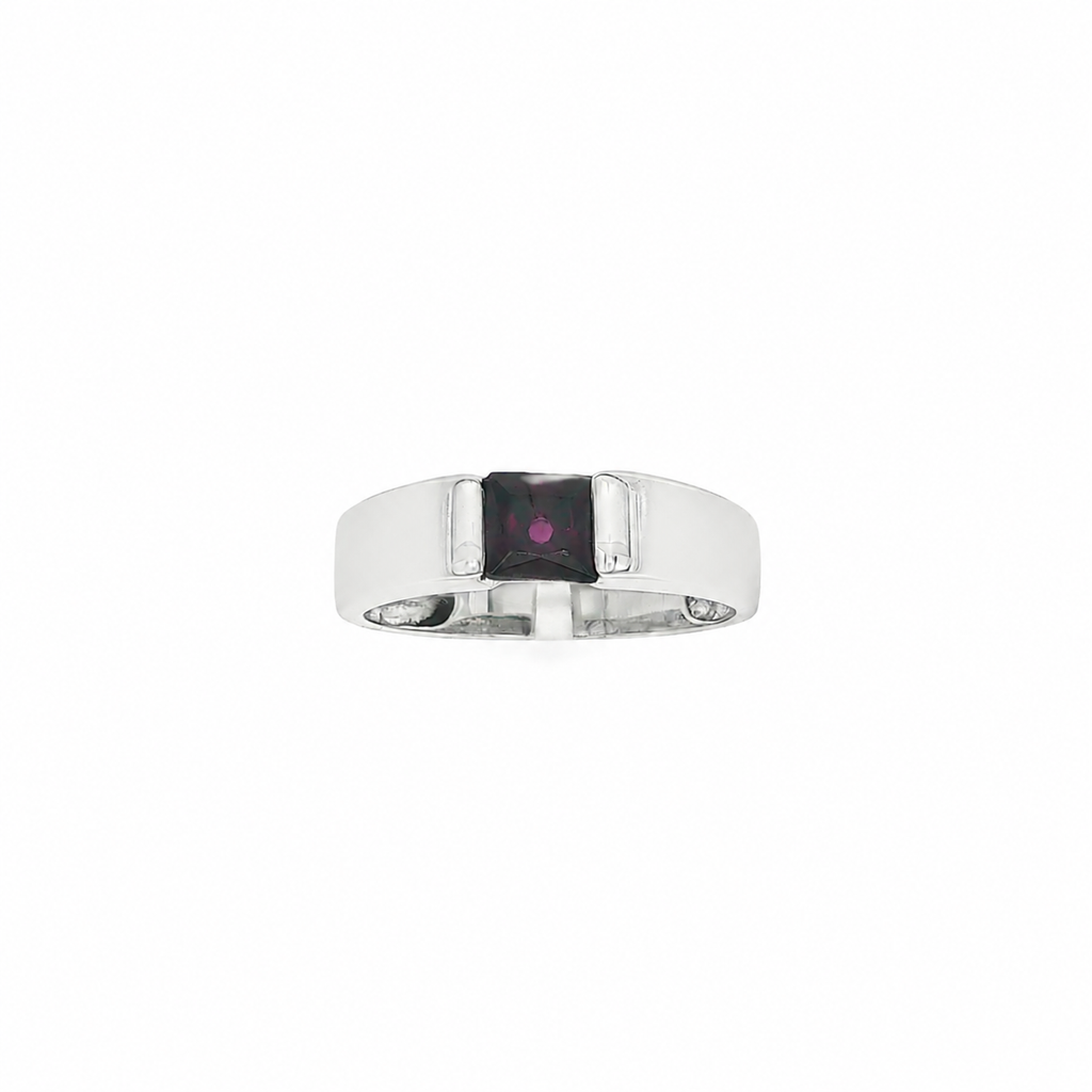 ANILLO ORO BLANCO CON PIEDRA LILA