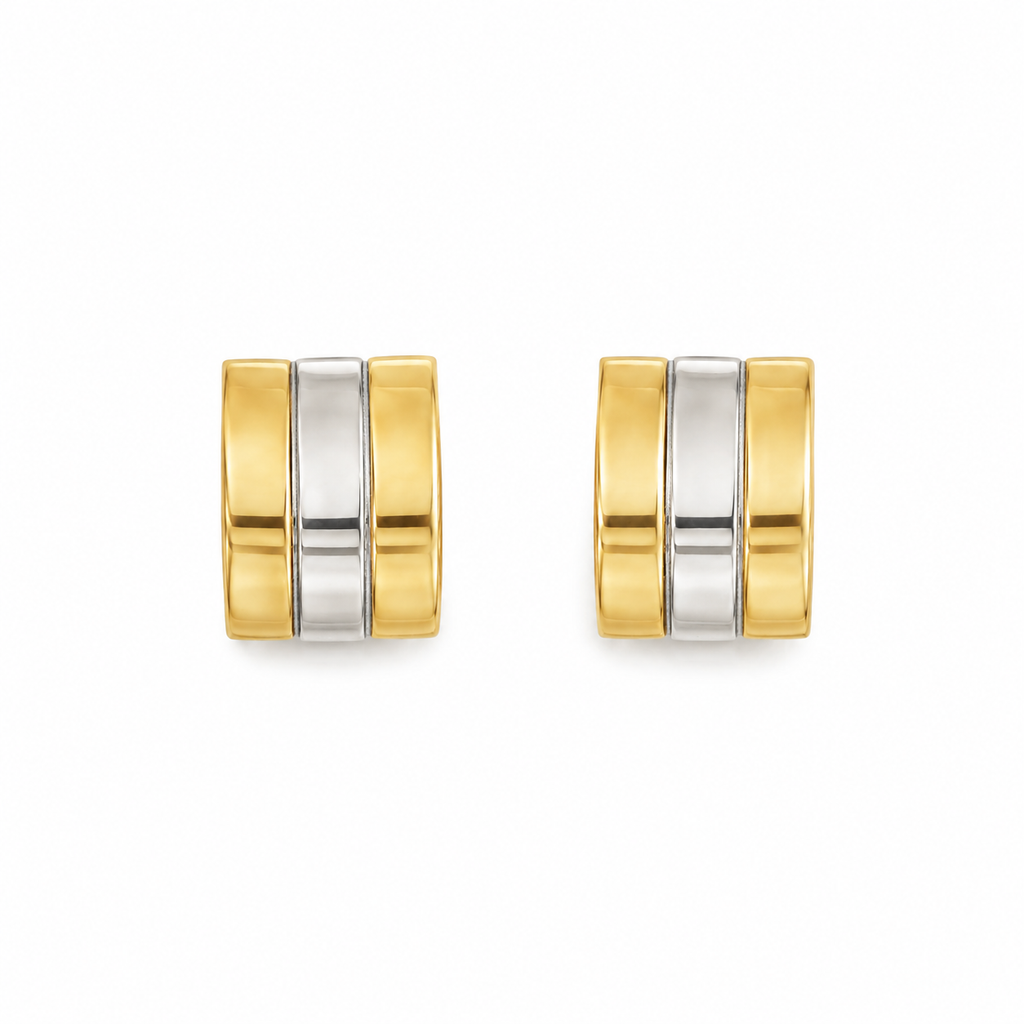 PENDIENTES CURVA DORADA BICOLOR