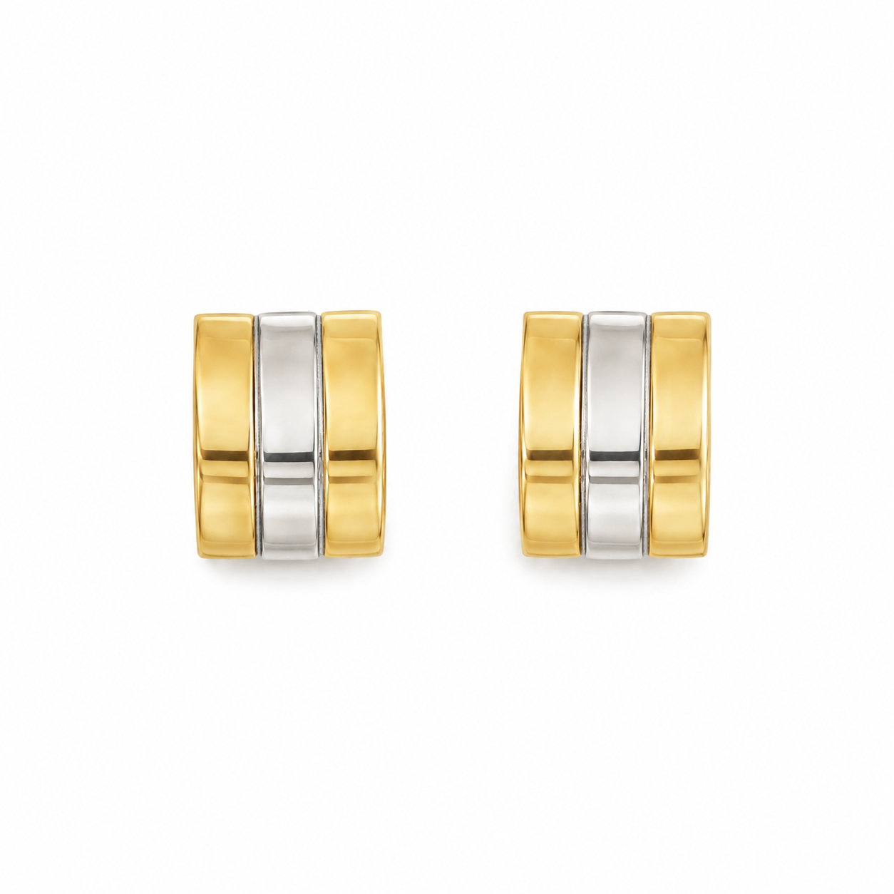 PENDIENTES CURVA DORADA BICOLOR