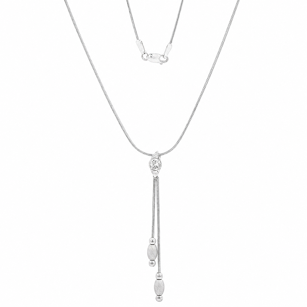 COLLAR COLA DE RATON DE ORO BLANCO CON CIRCONITA