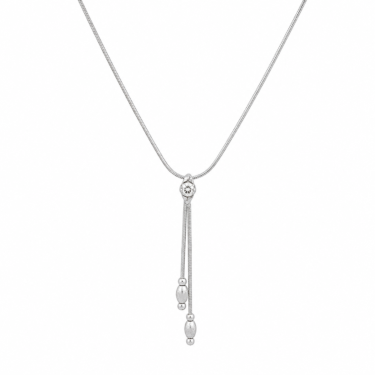 COLLAR COLA DE RATON DE ORO BLANCO CON CIRCONITA