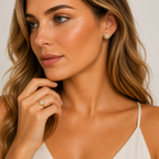 CONJUNTO ANILLO Y PENDIENTES MEDIA ESFERA CON CIRCONITAS