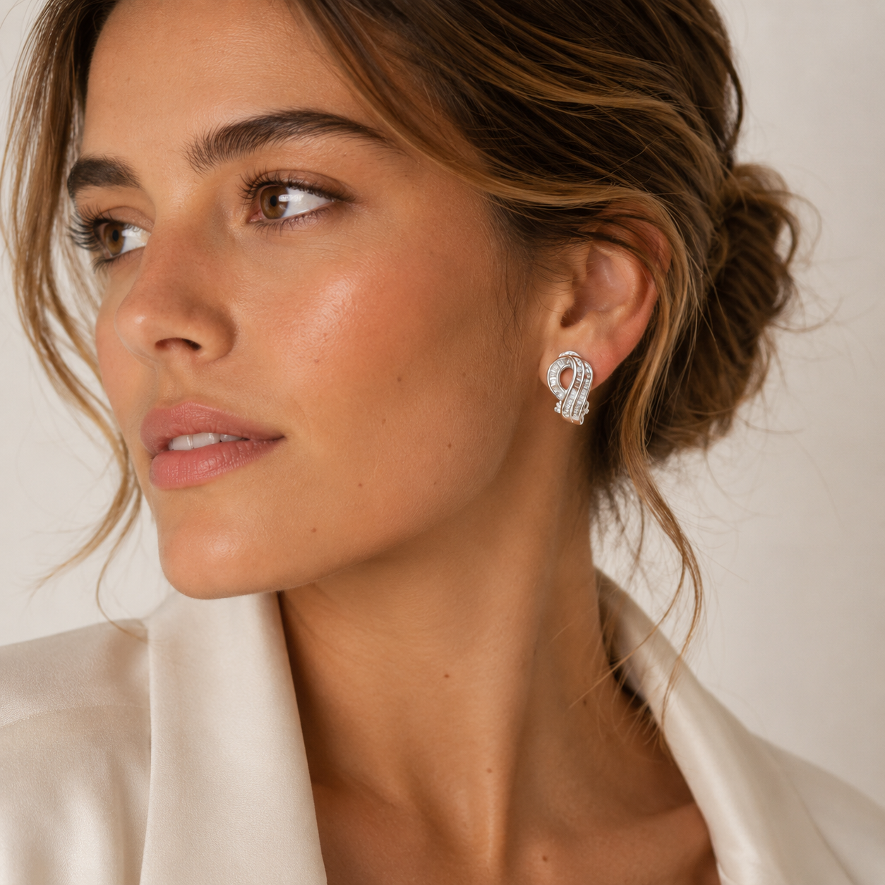 PENDIENTES DE ORO BLANCO CON DIAMANTES