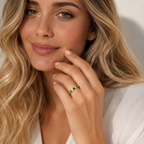 ANILLO CINQUILLO CON DIAMANTES Y ESMERALDAS